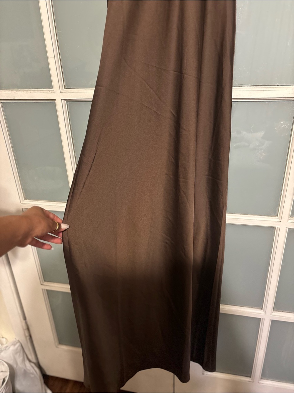 Lioness Chocolate Brown Slip Midi with Side Tie Details - Picture 6 of 7